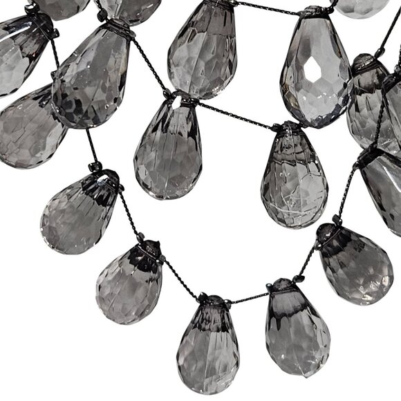 Elegant Faceted Crystal Teardrop Bib Necklace Multi Strand Fashion Jewelry Women - Picture 2 of 5